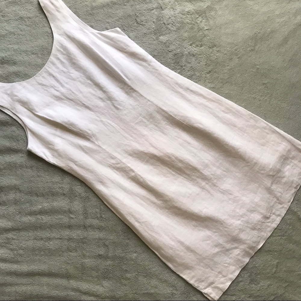 Hiho Ginnie Shift Linen Resort Tunic Dress Bright White Designed in Tortola XS